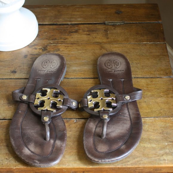 Tory Burch Metal Millers Brown leather sandal - Picture 3 of 4